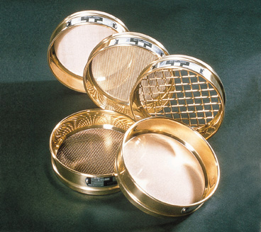 Test sieve with brass frame, diameter 200mm, aperture 300 microns